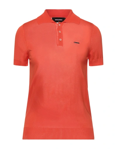 Shop Dsquared2 Woman Polo Shirt Orange Size Xs Viscose