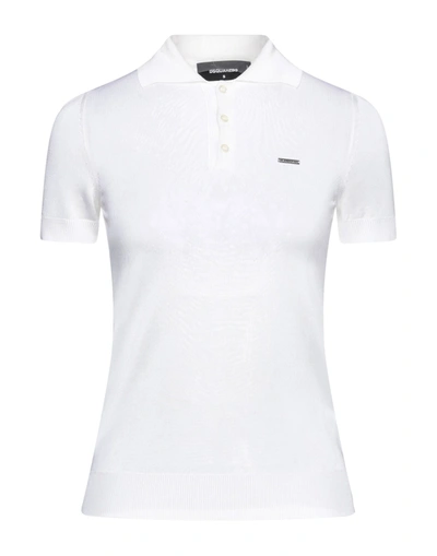 Shop Dsquared2 Woman Polo Shirt Ivory Size M Viscose In White