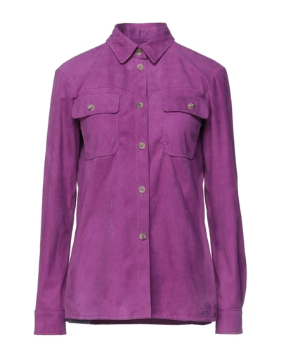 Shop Armani Collezioni Woman Shirt Mauve Size 6 Goat Skin In Purple