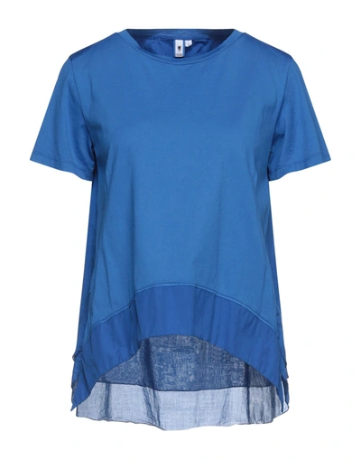 Shop European Culture Woman T-shirt Bright Blue Size S Cotton