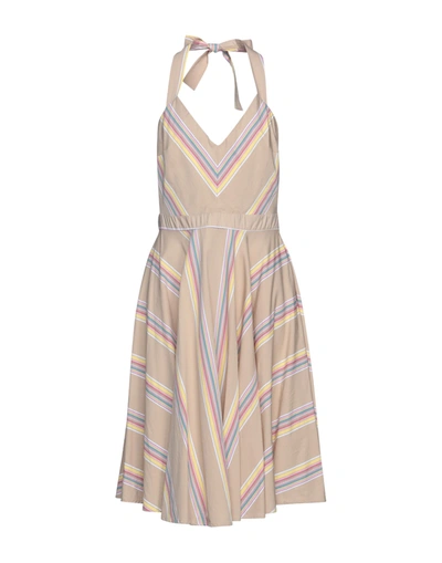Shop Ottod'ame Woman Midi Dress Sand Size 10 Viscose, Polyamide In Beige