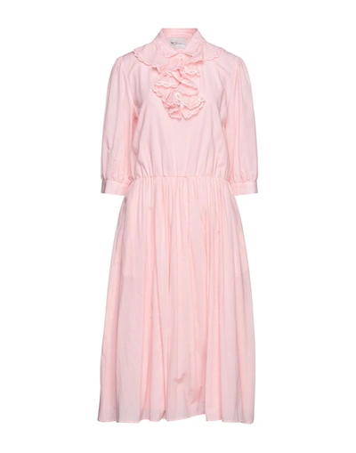 Shop Be Blumarine Woman Midi Dress Pink Size 4 Cotton