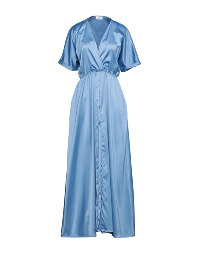 Shop Simona-a Long Dresses In Pastel Blue