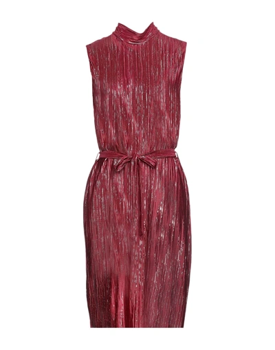Shop Brand Unique Woman Midi Dress Burgundy Size 2 Polyester In Red