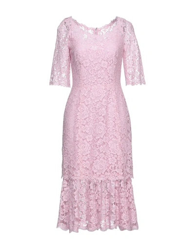 Shop Dolce & Gabbana Woman Midi Dress Pink Size 10 Cotton, Polyamide, Viscose