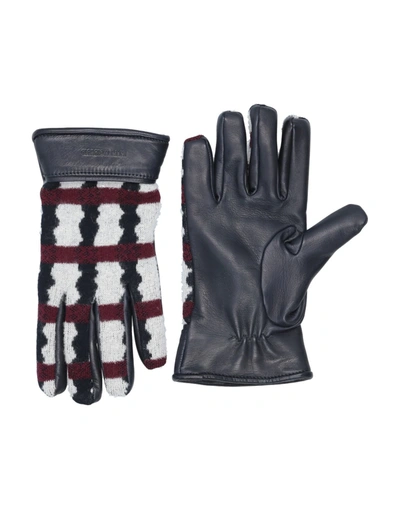 Shop Giorgio Armani Man Gloves Midnight Blue Size L Wool, Cashmere, Silk, Lambskin