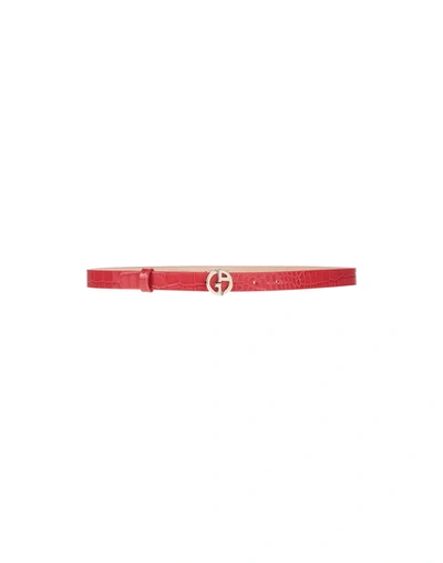 Shop Giorgio Armani Woman Belt Red Size 34 Calfskin