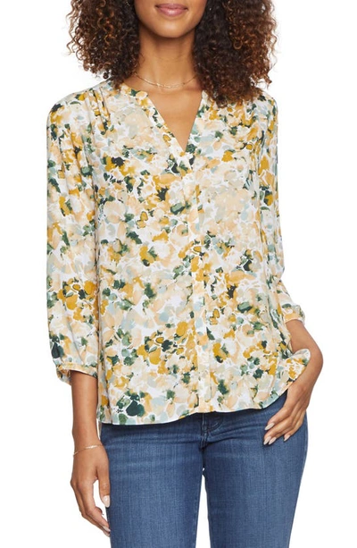 Shop Nydj High/low Crepe Blouse In Westport Bouquet