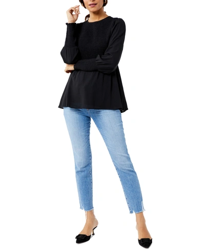 Shop A Pea In The Pod Long Sleeved Babydoll Maternity Shirt In Black