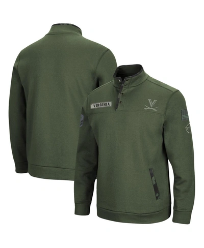 Colosseum Men's Olive Virginia Cavaliers Oht Military-inspired Appreciation Digital Camo Quarter-snap Jacket In Olive