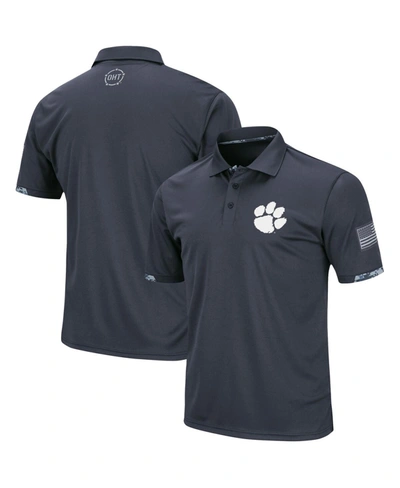 Colosseum Men's Big And Tall Charcoal Clemson Tigers Oht Military-inspired Appreciation Digital Camo Polo Shir In Charcoal