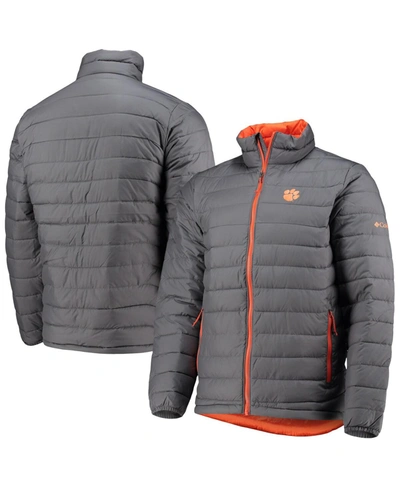 Shop Columbia Men's Gray Clemson Tigers Powder Lite Omni-heat Reflective Full-zip Jacket