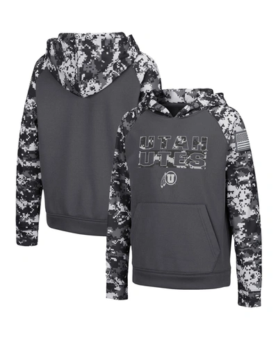 Shop Colosseum Youth Boys Charcoal Utah Utes Oht Military-inspired Appreciation Digital Camo Raglan Pullover Hoodie