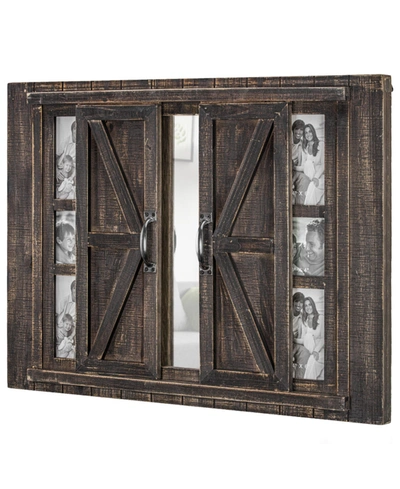 Shop Crystal Art Gallery American Art Decor Rustic Barn Door Picture Frame With Mirror In Brown
