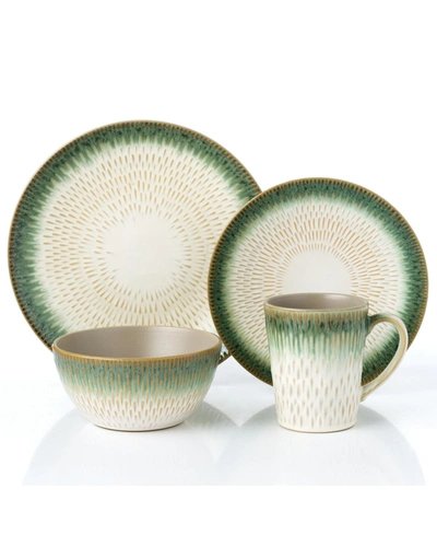 Lorren Home Trends Stoneware Drop, Set Of 16 In Green