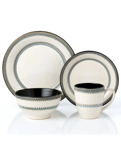 Lorren Home Trends Stoneware Contrast, Set Of 16 In Multi