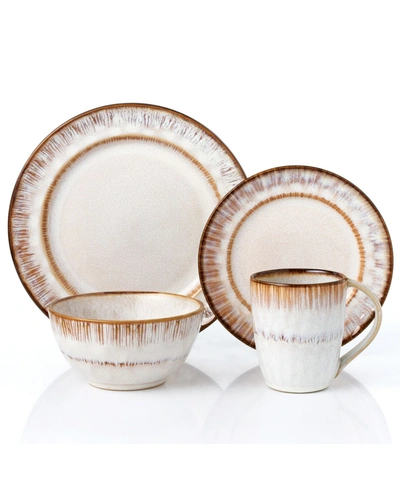 Shop Lorren Home Trends Stoneware Mocca Swirl, Set Of 16 In Brown