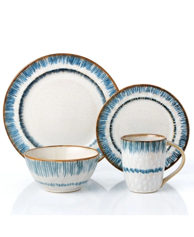 Lorren Home Trends Stoneware Swirl, Set Of 16 In Blue