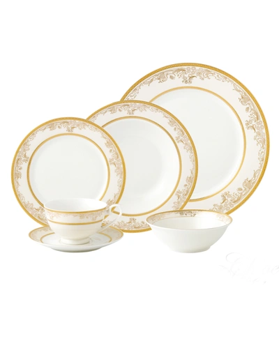 Shop Lorren Home Trends Dinnerware New Bone China, Service For 4 By , Set Of 24 In Gold-tone
