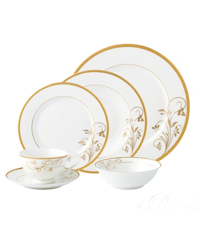 Shop Lorren Home Trends Dinnerware Bone China, Service For 4 By , Set Of 24 In Gold-tone