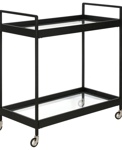 Hudson & Canal Cooper Bar Cart, 33" X 14" In Blackened Bronze