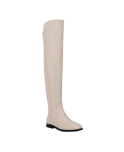 Shop Calvin Klein Women's Rania Over The Knee Boots In Chic Cream