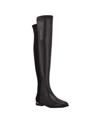 Shop Calvin Klein Women's Rania Over The Knee Boots In Black Leather