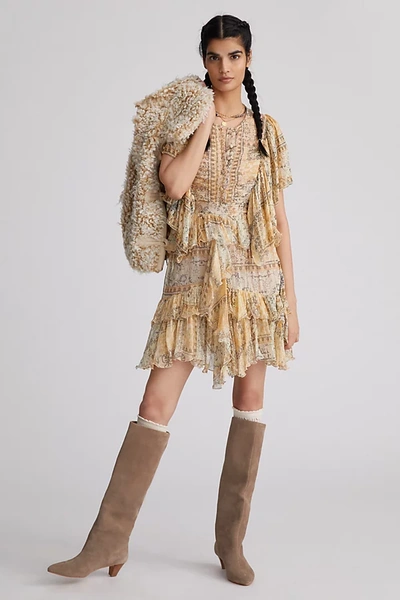 Shop Mes Demoiselles Ruffled Shimmer Mini Dress In Assorted