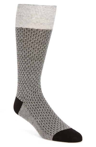 Shop Cole Haan Dog Bone Texture Crew Socks In Black/ Grey