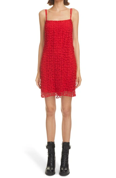 Shop Givenchy 4g Logo Guipure Lace Dress In Red
