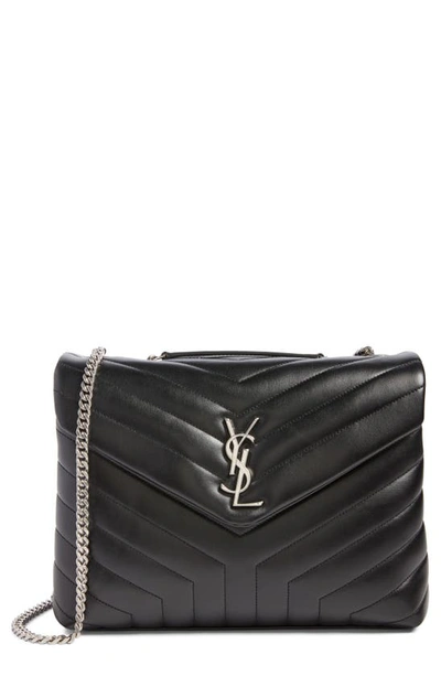 Shop Saint Laurent Medium Loulou Calfskin Leather Shoulder Bag In Nero