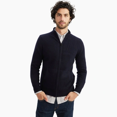 Shop Naadam Signature Cashmere Full Zip Sweater In Navy