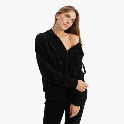 Shop Naadam Signature Cashmere Zip Up Hoodie In Black