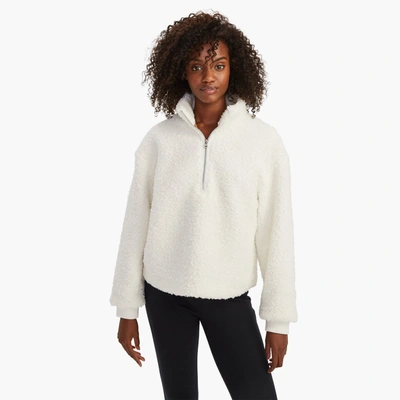 Shop Naadam Recycled Teddy Quarter Zip Jacket In White