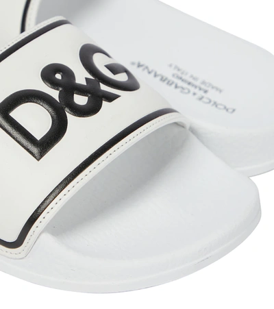 Shop Dolce & Gabbana Logo Slides In Bianco/nero