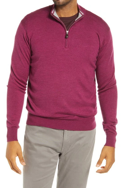 Shop Peter Millar Crown Quarter Zip Sweater In Pomegranate
