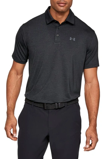 Shop Under Armour Playoff 2.0 Loose Fit Polo In Black/ Black/ Pitch Grey