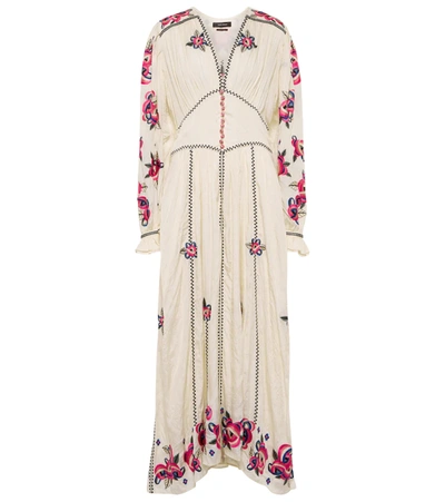 Isabel Marant Moyrae Embroidered Silk-crepe Maxi Dress In Ecru