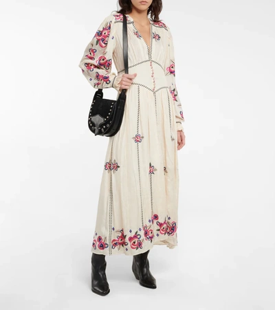 Isabel Marant Moyrae Embroidered Silk-crepe Maxi Dress In Ecru