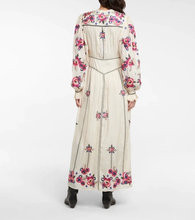 Isabel Marant Moyrae Embroidered Silk-crepe Maxi Dress In Ecru