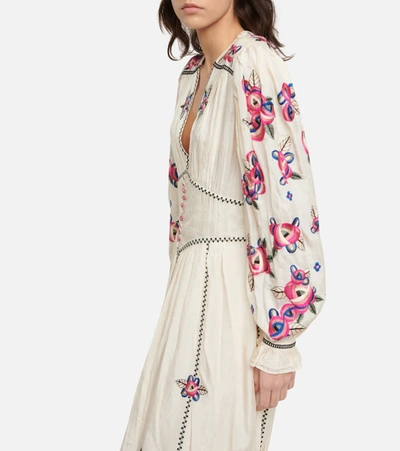 Isabel Marant Moyrae Embroidered Silk-crepe Maxi Dress In Ecru
