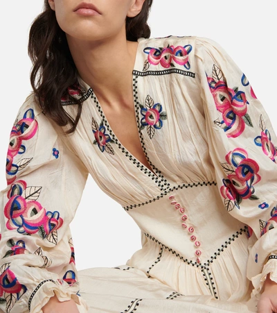 Isabel Marant Moyrae Embroidered Silk-crepe Maxi Dress In Ecru