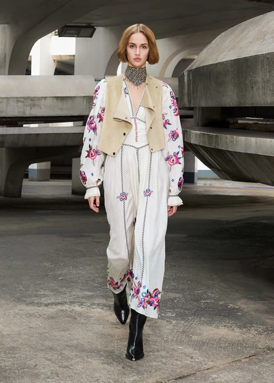 Isabel Marant Moyrae Embroidered Silk-crepe Maxi Dress In Ecru