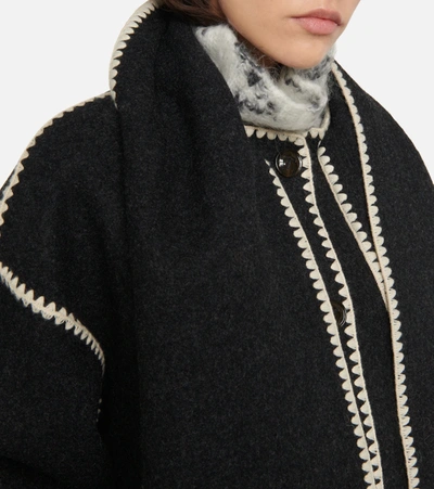 Shop Totême Embroidered Wool-blend Scarf Jacket In Grey