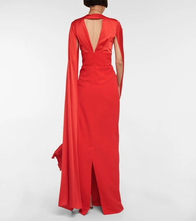 Shop Safiyaa Angelina Long Gown In Cherry Red On Cherry Red
