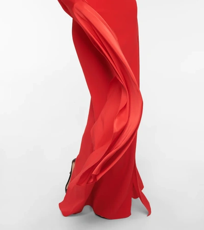 Shop Safiyaa Angelina Long Gown In Cherry Red On Cherry Red