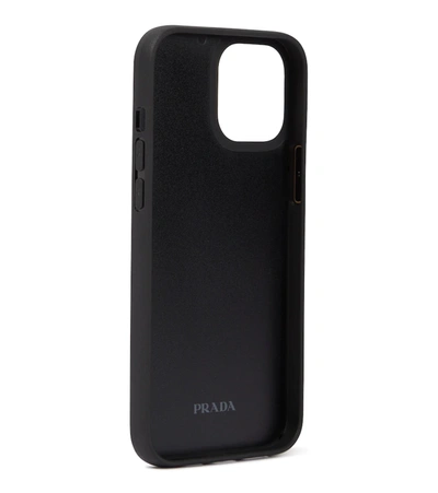 Shop Prada Leather Iphone 12 Pro Max Case In Nero