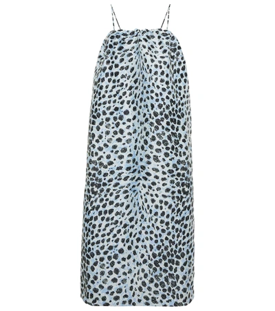 Shop Ganni Animal-print Jacquard Midi Dress In Egret