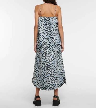 Shop Ganni Animal-print Jacquard Midi Dress In Egret