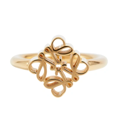 Shop Loewe Anagram Sterling Silver Ring In Gold